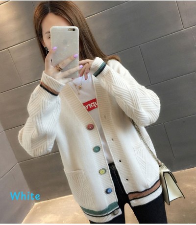 Knit Coat Sweater with colorful button