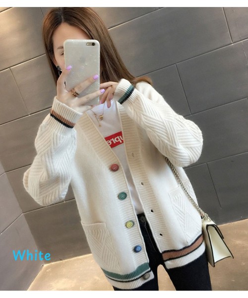 Knit Coat Sweater with colorful button